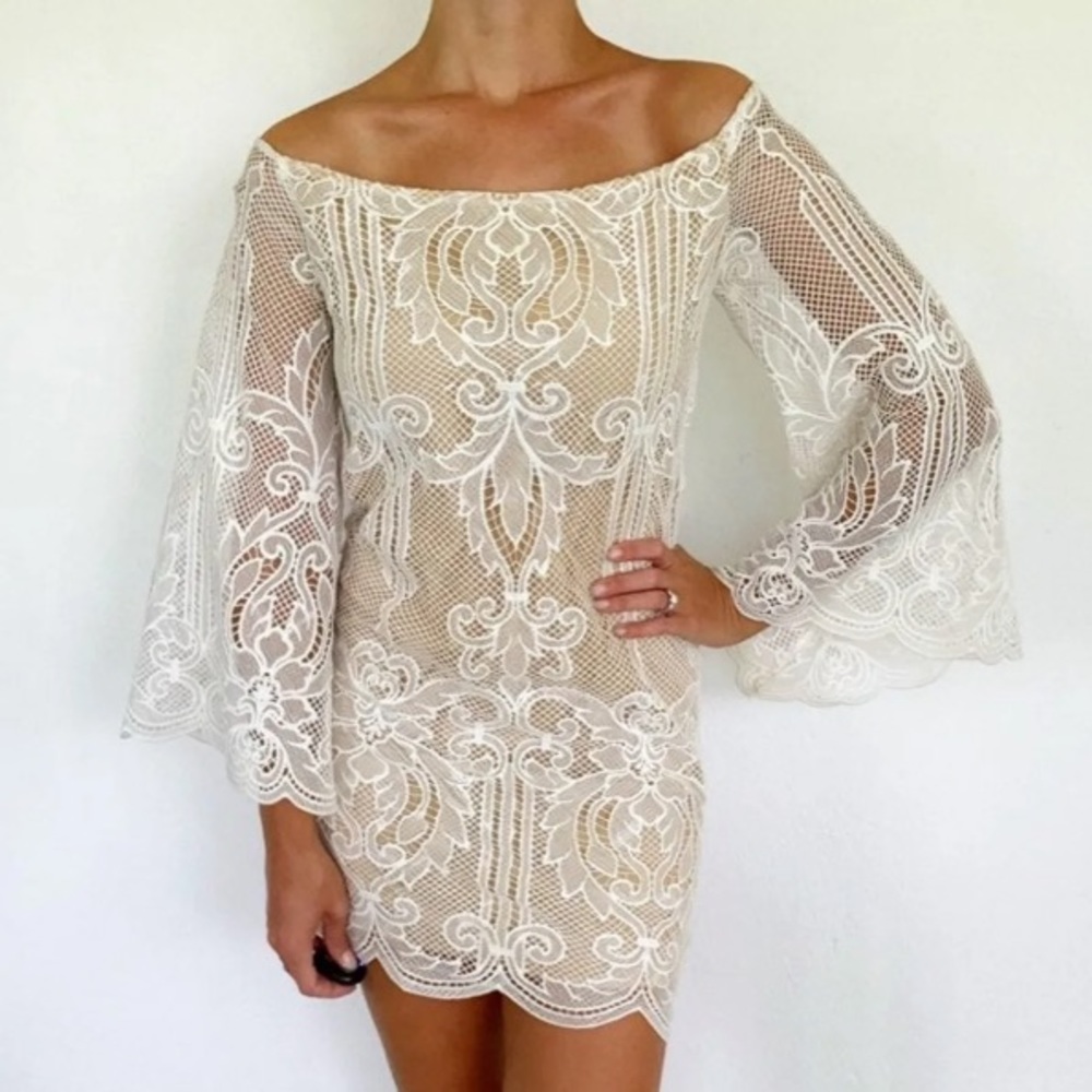 Lace off the shoulder dress